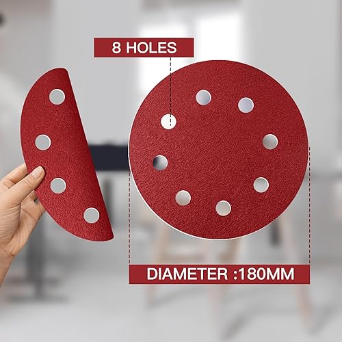 ZHJAN 900W Trockenbauschleifer,1400-2700RPM Elektroschleifmaschine für Wände,LED-Licht,Staubbeutel,Schlauch,Tellerschleifer mit 5 variable Geschwindigkeiten,Grob-/Feinschliff, 12 Stück Schleifscheibn - Cheap-Us