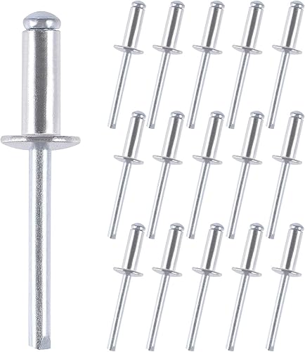 150 Stück Blindnieten, 4,8 x 16 mm Popnieten, Nieten Aluminium, Blindniet mit Großem Flansch, Stahldorn für Metall Kunststoff Holz - Cheap-Us
