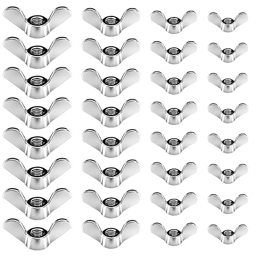 SUNYOK 60Pcs Flügelmutter Sortiment M4 M5 M6 M8 Flügelmuttern Schmetterlingsmutter Zinklegierung Wing Nut Flügelschrauben Metrisch Gewinde Sortiment Kit für Anlagen DIY Tools Silber - Cheap-Us
