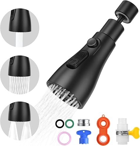OSDUE Wasserhahn Luftsprudler, 3 Modi Küche Bad Wasserhahn Bubbler Filter mit 2 (M22 und F24) Adaptern, 360 Grad Schwenkbarer Multifunktionaler Wassersparender für Küche/Bad Hahn - Cheap-Us