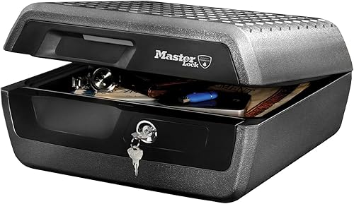 MASTER LOCK Sicherheitskassette [Feuer- und Wasserfest] [Large] [Schlüsselschloss] LCFW30100 – Für Ausweise, A4-Dokumente, kleine Elektrogeräte, Juwelen usw. - Cheap-Us