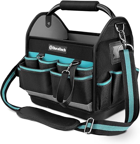 DURATECH Profi Werkzeugtasche Elektriker, Robuste Werkzeugtasche 30,5 cm mit wasserdichtem Boden & großer Öffnung, Aus 900D Polyester, Große Kapazität, Mit Stahlrohr und verstellbarem Schultergurt - Cheap-Us