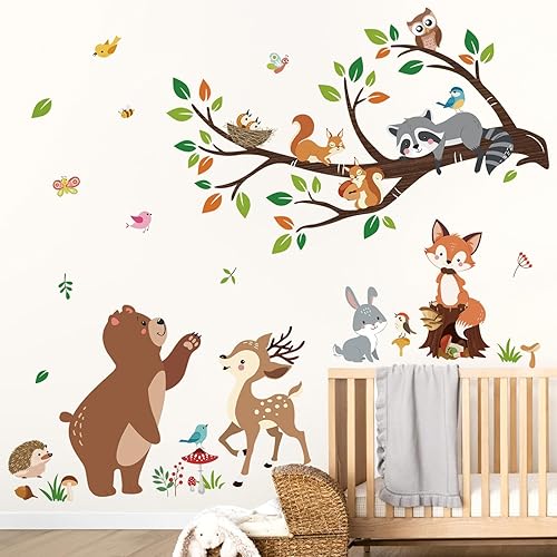 decalmile Wandtattoo Dschungel Tiere Groß Baum Wandaufkleber Giraffe Koala Leopard Safari Wandsticker Kinderzimmer Babyzimmer Wohnzimmer Wanddeko - Cheap-Us