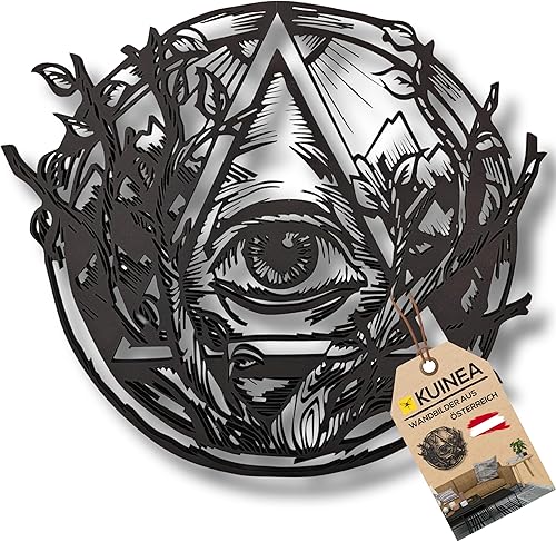 KUINEA Allsehendes Auge Wanddeko I Wanddeko Holz [Farbe Anthrazit] Wand Deko I Deko I Wanddekoration für Zuhause, Büro, Schlafzimmer, Wohnzimmer und Küche I Wanddeko Wohnzimmer I Wandbild I Wandbilder - Cheap-Us