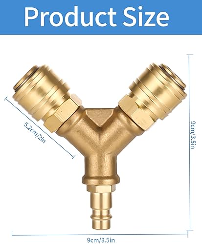 TIDEVAN Druckluftverteiler,Messing Druckluft Verteiler NW 7,2 Luftweiche 1/4 AG Stecknippel Druckluft Luftschlauch Kompressor Schnellkuppler Druckluftkupplung 2-Fach Kupplungen Messing Schnellkuppler - Cheap-Us