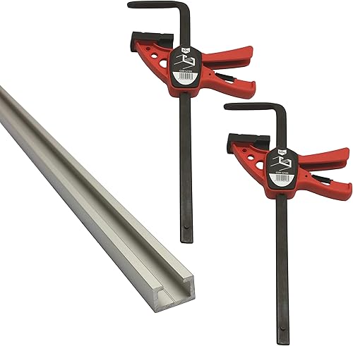 Tusina 1m CProfil M8 2 St. Zwinge T-Track Führung Anschlag Schiene Spanntisch T Nut mit Silber mit Rot Akzenten - Cheap-Us