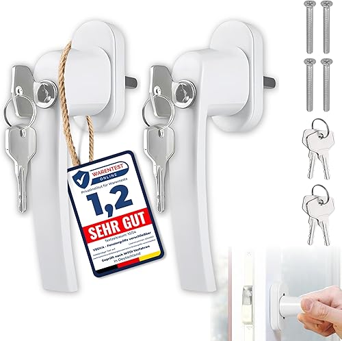 VEDVA Premium 2 Stück Fenstergriffe Abschliessbar Fenstersicherung Fenstergriff Fenster Kinder Sicherung Fenstergriffe Fenster Sicherung Balkon Tür abschließbar schloss Einbruch Schutz - Cheap-Us