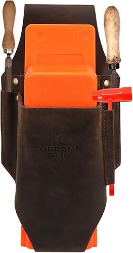 Tourbon Fällkeiltasche aus echtem Leder, 5 Taschen, Gürteltasche, Kettensägenschlüssel, Werkzeugholster zum Schneiden von Bäumen - Cheap-Us