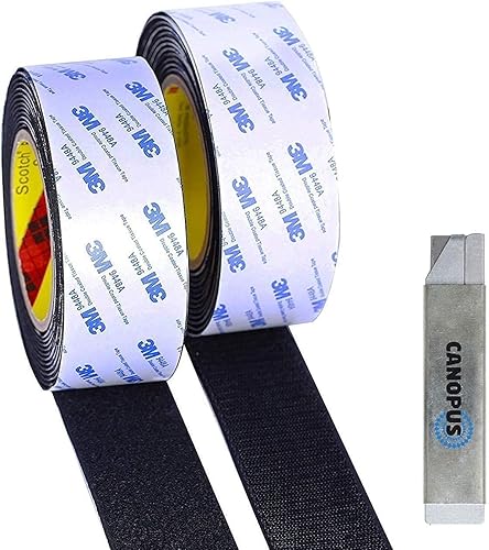 CANOPUS Selbstklebend Extra Stark Wasserfest (25mm x 2,5m) Hakenband Flauschband, Anti Rutsch Klebeband Teppichband, Nummerntafel Nummernschild - Cheap-Us