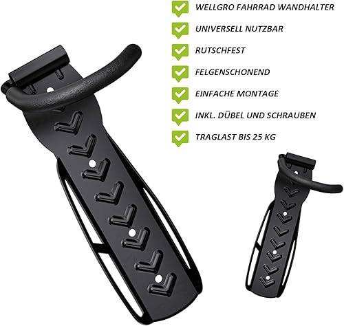 4 x WELLGRO Wand Fahrradhalter - Stahl Fahrrad Wandhalterung - Fahrrad Haken - Fahrradständer - Ständer - Farbe wählbar, Farbe:Schwarz - Cheap-Us