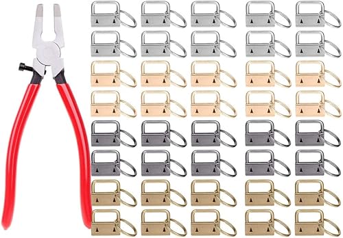Schlüsselband Rohlinge 25mm, 40 Stück Klemmschließ Eanhänger und 1 Werkzeugzange Schlüsselanhänger Filz Rohling Basteln Set, für Herstellung von DIY Schlüsselbändern - Cheap-Us