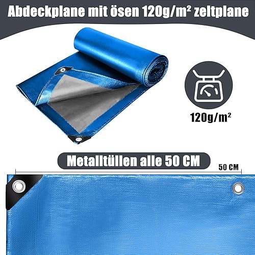 wellmall-hula Grün 2m X 2m Abdeckplane Wasserdicht Plane mit Ösen,120g/m² PE Gewebeplane,LKW Plane Schutz Wetterfest,Staub,UV-Reißfest,Abdeckung für Gartenmöbel Holz Auto Boot Dach Trampolin Bauplane - Cheap-Us