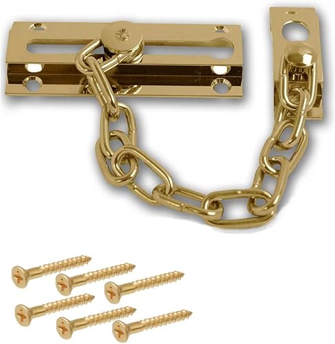 Merriway BH06518 Sicherheitskette für Türen, massives Messing, poliert, Goldfarben, 1 Stück - Cheap-Us