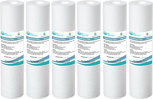 AquaHouse 6 x Sediment-Wasserfilter, Kartuschen für Umkehrosmose, 25,4 cm, mit wasserdurchflossener Stange und Partikelfilter, geeignet für standardmäßige Filtergehäuse mit 25,4 cm – 1 Mikron - Cheap-Us