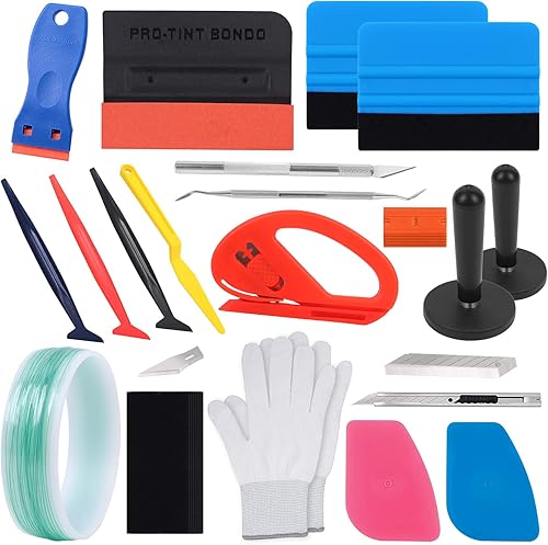 Auto Vinyl Werkzeug Kit, Autofolie Rakel Set für Tönungsfolie Auto Wrap Autofolien Tönungsfolie Lackschutzfolie Set Wraps Tool Micro Rakel Filzrakel Folienschneider für Car Wrapping Folie, 35 STK - Cheap-Us