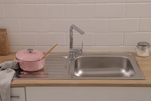 Respekta Riverside Edelstahl Spülbecken / 1 Becken Einbauspüle in ‎86 x 50 cm/Edelstahlspüle mit Abtropffläche geeignet für Unterschränke ab 50 cm Breite - Cheap-Us