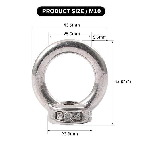 12 Stück Ringmutter M6, 304 Edelstahl, Ringösen Augenmuttern Ringmuttern, Ringschrauben for Befestigen Sie hängende Ornamente, Blumentöpfe, Schaukelständer usw. - Cheap-Us