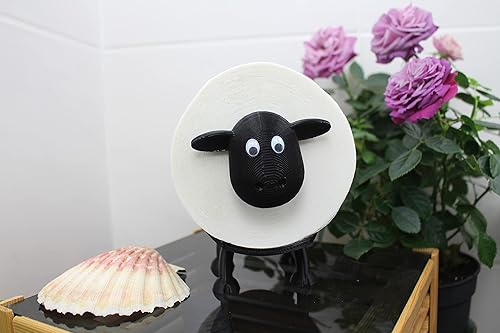Naturalspring® | Dori - Toilettenpapierhalter Schaf | Toilettenpapier Deko Schwarz | für 42 und 44mm Rollen | Toilettenrollenhalter WC | Ersatzrollenhalter (3X - Stapelbar Slim (Schwarz)) - Cheap-Us