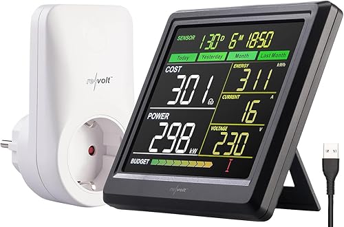 revolt Strommessgerät: Funk-Energiekosten-Messer, bis zu 6 Steckdosen, externes Display (Funk Energiekostenmesser, Energiekostenmessgerät Steckdose) - Cheap-Us