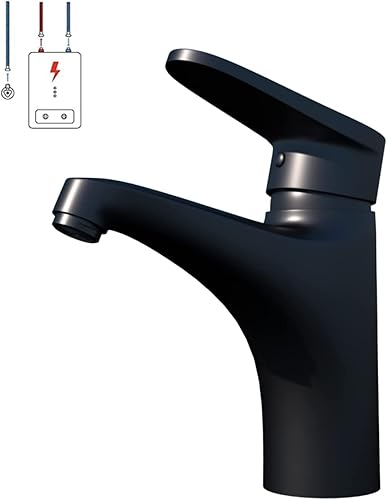 JUNSOTTOR Niederdruck Armatur Bad Schwarz Wasserhahn Bad Waschtischarmatur Einhebel aus Messing Mischbatterie Kurz - Cheap-Us