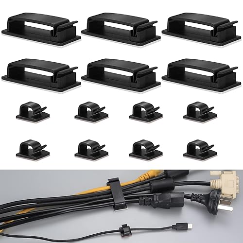 60 Stk Kabelclips Selbstklebende, Kabelhalter Kabelklemmen, Draht Kabel Halter, Kabel Clips, Kabelführungsclips, Kabelorganisatoren Kabel Management Halter für Büro Flachkabel Schreibtisch - Cheap-Us