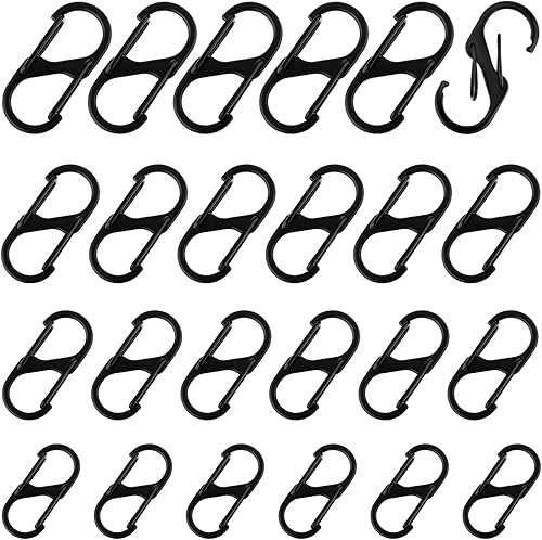24 Stück S Karabiner Kleiner Metall Karabinerhaken 32mm/40mm/50mm/60mm Schwarzer Doppelkarabiner Diebstahlsicherung Geeignet für Männer und Frauen Outdoor Camping Zuhause Wandern - Cheap-Us