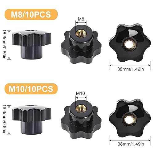 FYting Sterngriffmutter M10,10 Stücke rändelmutter M10 Sterngriffmutter Klemmknopf Schwarz Kunststoff Griffmuttern Innengewinde Klemmknopf Für Mechanische Ausrüstung Industrieausrüstung-38mm - Cheap-Us
