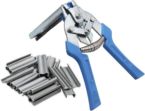 MUYIRTED 1 x Schweineringzange und 600 x Klammern, M-Clip-Zange, Klammern, Vogelgitter, Käfigdraht, Zaun-Installation (blau) - Cheap-Us