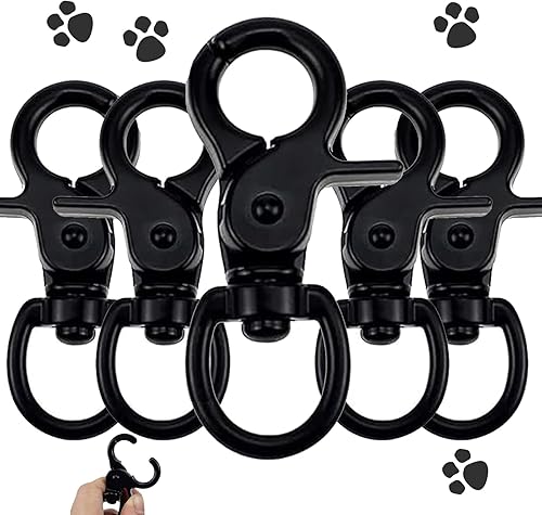 5 Stück Scherenkarabiner Klein, Karabinerhaken Wirbelkarabiner, Schnapphaken mit Drehgelenk, Hundeleine Karabiner, Robust Bolzen Karabiner, für Hunde Gepäckschnalle Drehbar - Cheap-Us