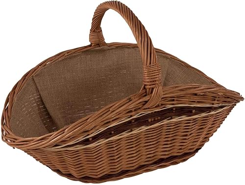 decorwelt Korb für Kaminholz mit Innenfutter 68x44x40 cm Kaminkorb aus Weide mit Juteeinlage für Brennholz | Kamin Holzkorb geflochten Kaminholzkorb Weide | Weidenkorb Kaminholz Weidenkörbe für Holz - Cheap-Us