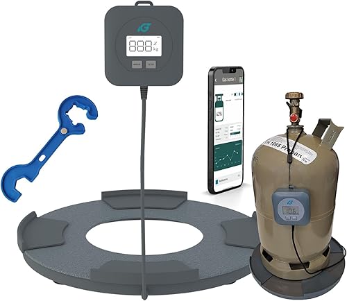 Bluecraft - Gasflaschen Füllstandsanzeige Gasflaschenwaage iGasView mit Bluetooth und App Gaswaage inkl. Gasregler-Schlüssel - Cheap-Us