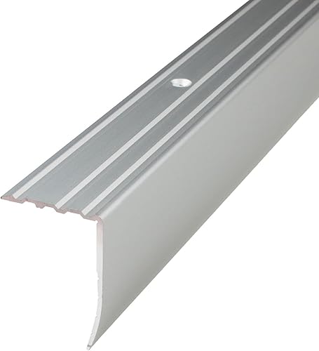 PROVISTON | Treppenkantenprofil | Breite:31 mm | Höhe:43 mm | Länge:1000 mm | Winkelprofil | Metallprofil | Aluminium eloxiert | Silber | Gebohrt | 1 Stück - Cheap-Us