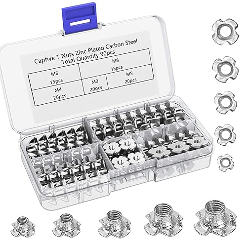 Einschlagmuttern mit 4 Einschlagspitzen Sortiment Größe NOCHME 90er M3 M4 M5 M6 M8 Verzinkt Vier-prong Einpressmuttern Mit Plastik Box,t Nut Muttern für Holz, Kunststoff, Professionellen Einsatz - Cheap-Us