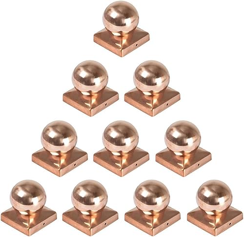 Pfostenkappe Kupfer Kugel | Maß 9x9 cm (91x91 mm) eckig | poliert | Zaunpfostenkappen | Pfosten-Abeckkappe | Zaunkappen | Kupferkappen | Pfostenabdeckung | Kappen | Zaunpfosten-Abdeckung - Cheap-Us