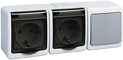 2-Fach Aufputzsteckdose mit Schalter IP44 16A/250V Schuko Aufputz Feuchtraum Steckdose GR/DY - Cheap-Us