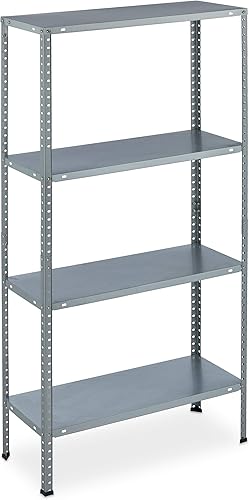 Relaxdays Metallregal verzinkt, HBT: 145x75,5x30 cm, 4 Böden, bis 160kg, zum Schrauben, Stahl, Lagerregal Keller, Silber - Cheap-Us