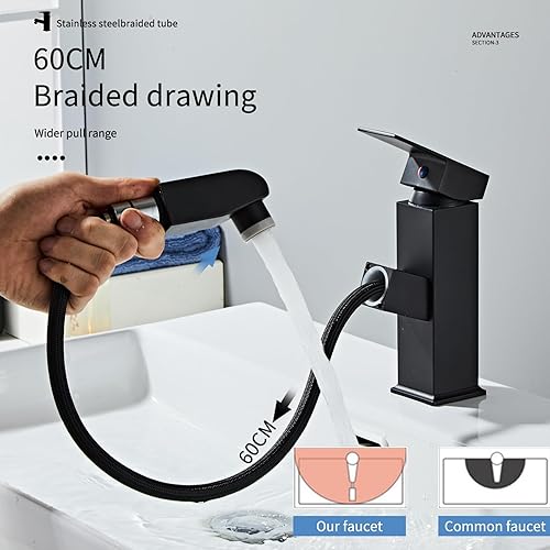 Sumeber Wasserhahn Bad Armatur mit herausziehbarer Waschtischarmatur mit 2 Strahlarten Mischbatterie Geeignet für Aufsatzwaschbecken Warm Kalt Mischbatterie Waschbeckenarmatur für Badezimmer - Cheap-Us