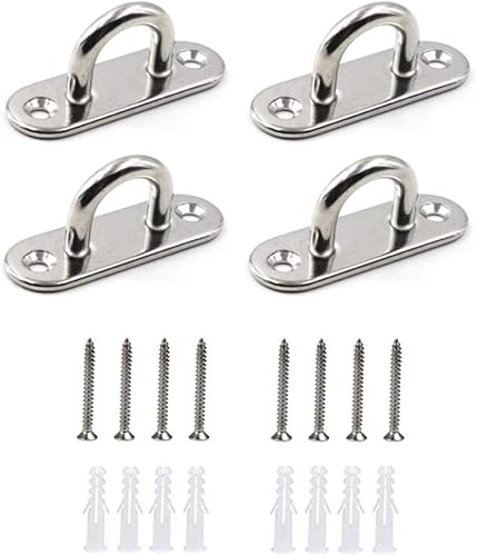 HOMPER M6 4Stück Edelstahl Augplatte mit Öse, für Decksplatte Sonnensegel Decken Wand Befestigung Haken,mit Schrauben - Cheap-Us