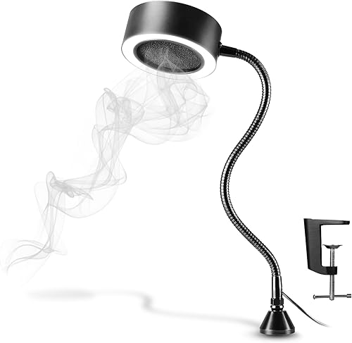 SainSmart Magnetischer Lötrauchabsorber, Rauchabsauger mit LED-Leuchten, Edelstahl-Schwanenhals und austauschbarer Tischklemme, tragbarer Lötrauchabsaugventilator - Cheap-Us