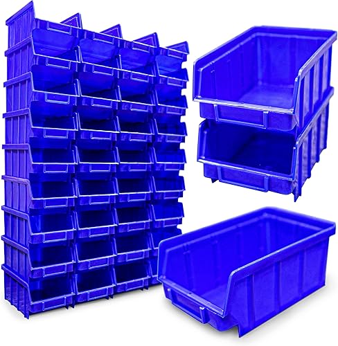 HMH 40x Stapelboxen Blau Größe 2 Werkstatt Garage Sichtlagerboxen 175x103x76mm Lagerboxen blaue Sichtlagerkästen Kleinteile Aufbewahrung Stapelbox PP - Cheap-Us