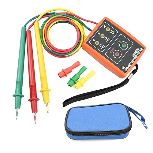 Phasenprüfer Drehfeldmessgerät AC60V~600V, Rotationsanzeige Tester ​Detektor Meter 3 Phasenfolge Presence Rotation Tester mit Summertester und Krokodilklemmen,Spannungsprüfer für Hochspannungsgeräten - Cheap-Us