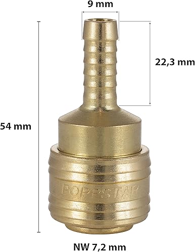 Poppstar 2x Schnellkupplung Druckluft NW 7,2 mit Schlauchtülle (für Schläuche mit LW 8mm) für Druckluft-Anschluss - Cheap-Us