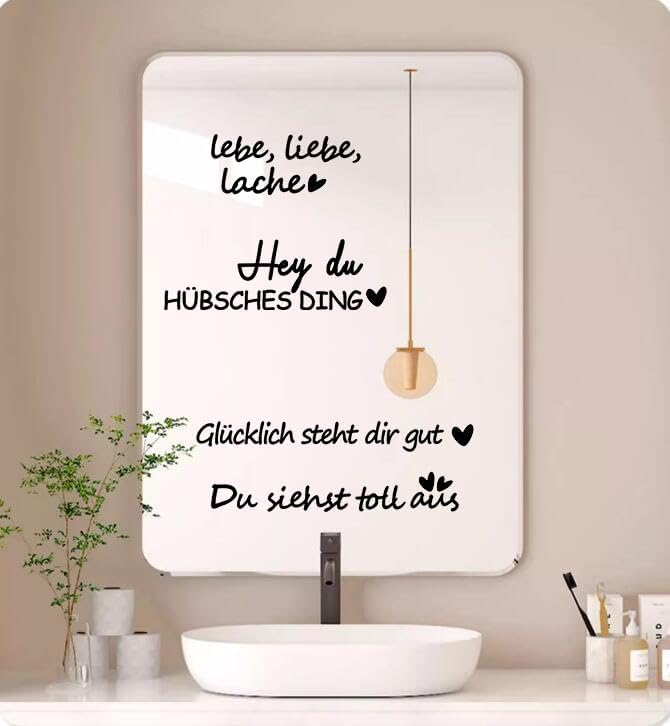 2PC Spiegel Aufkleber Badezimmer Dekoration Spruch Wandtattoo Wandtattoo Sprüche Wandaufkleber für Zitate Wandsticker Fensterbilder Motivation Selbstbewusstsein fördern Frau Deko Geschenk - Cheap-Us