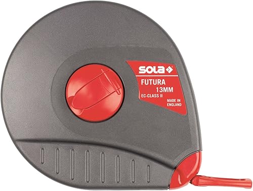 SOLA TRACKER R - Maßband 30m / 13mm - Stahlband, weiss lackiert mit mm Skala - Genauigkeitsklasse II - Bandmaß mit Multifunktions-Endhaken - Metermaß Länge - 20m, 30m, 50m - Cheap-Us