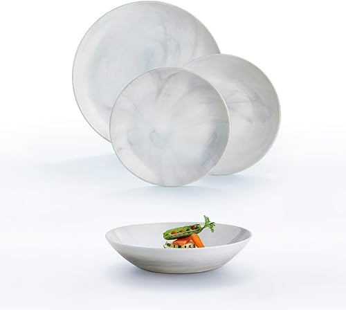 Luminarc SV TAV 18PZ VTR MARBLE-Q0216 18-teiliges Kochgeschirr-Set, Edelstahl, Mikrowellengeeignet, Spülmaschinenfest, Rund, Bräter, Bratpfanne - Cheap-Us