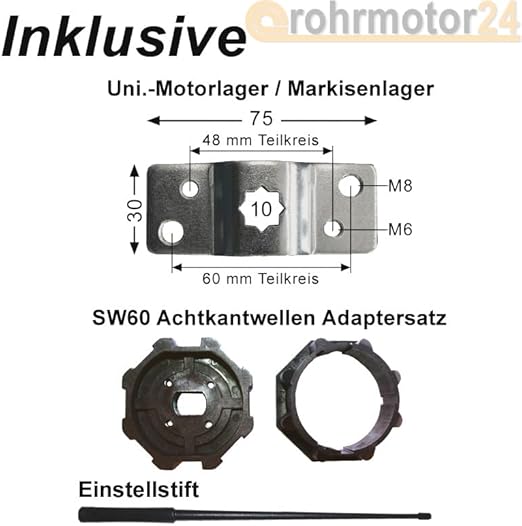 Rolladen Markisenantrieb Rolltormotor Notbedienung Nothandgetriebe NHK 30-120 Nm (30Nm SW60 mit NHK) - Cheap-Us