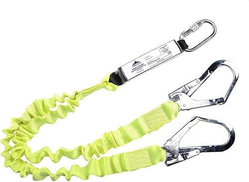 Portwest Double Elasticated Lanyard With Shock Absorber, Size: One Size, Colour: Yellow, FP52YER - Cheap-Us