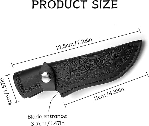 Messerscheide,Leder Messerholster,Gürtelschnalle Messerscheide,18,5cm Lederscheide Messertasche Fixed Blade Taschen Messer Scheide,EDC Werkzeuge Messer Holster Jagdmesser Küchenmesserhalter (Schwarz) - Cheap-Us