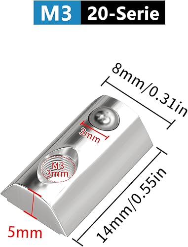 SCOOYUCK 50 Stück Nutensteine M4, Serie-20 Schiebemuttern, T Nut Hammermutter，für Aluminiumprofil Extrusionsschlitz Schiene (EU20-M4) - Cheap-Us
