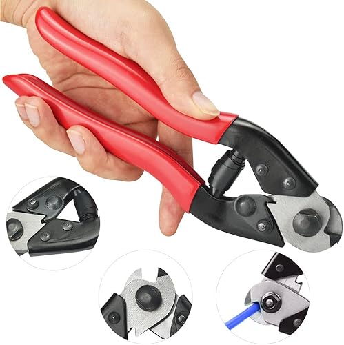 DURANTEY Drahtschneider Zange Chrom-Vanadium-Stahl 190 MM Drahtseilscheren Drahtseil-Kraftschneider Rot Drahtseilschneider Kabel Schneider Schnitt Kabelschneider Fahrrad für Drahtseil Edelstahl Seil - Cheap-Us